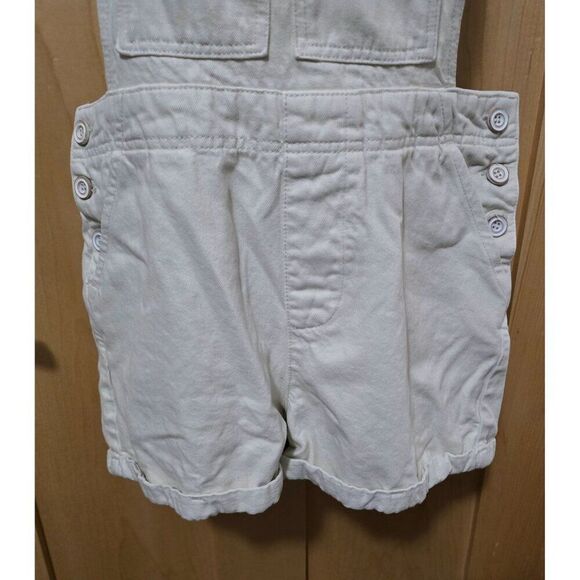 Pilcro Cream Button Detail Overall Shorts Adjustable Straps Back Pockets Size 26 - Picture 5 of 10